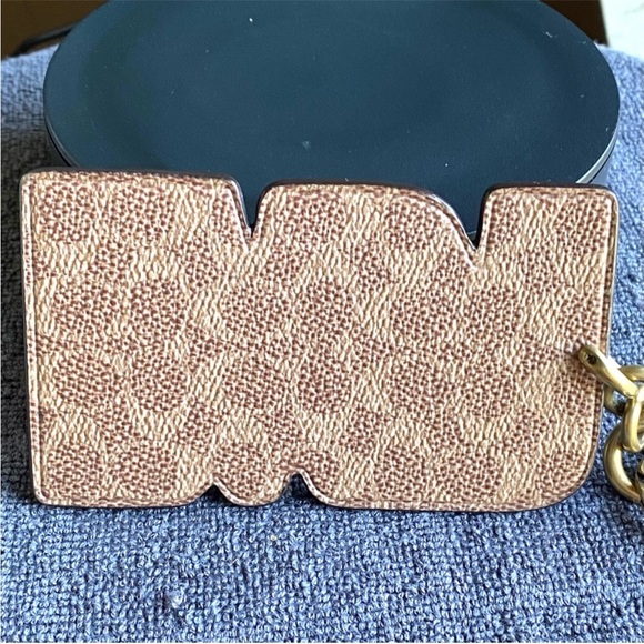 Coach Bonnie Cashin leather love bag charm key fob w/ signature logo back - Picture 7 of 10